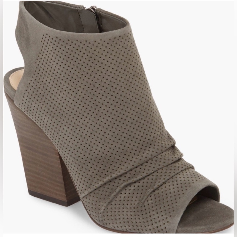 Vince Camuto Peep-Toe Block Heel Booties - Taupe